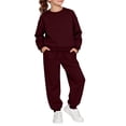 thumbnail image 2 of UACY 2 Piece Sweatsuits for Boys Girls School Athletic Outfit Fall Winter Tracksuit Pullover Sweatshirt (Wine, 7-8 Years), 2 of 6
