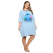 Womens & Womens Plus Disney Stitch Sleep Shirt Pajamas Blue One Size Ohana
