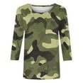 thumbnail image 5 of DeHolifer Womens Tops Camouflage 3/4 Sleeve Crewneck T-Shirts Blouse Trendy Casual Loose Workout T-Shirts Army Green M, 5 of 5