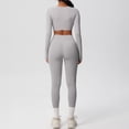 thumbnail image 4 of Afdoent Womens Workout Set Solid Color Breathable Workout Yoga Long Sleeve And Pants For Fitness Running Exercise Activewear Outfit Track Suits, 4 of 5