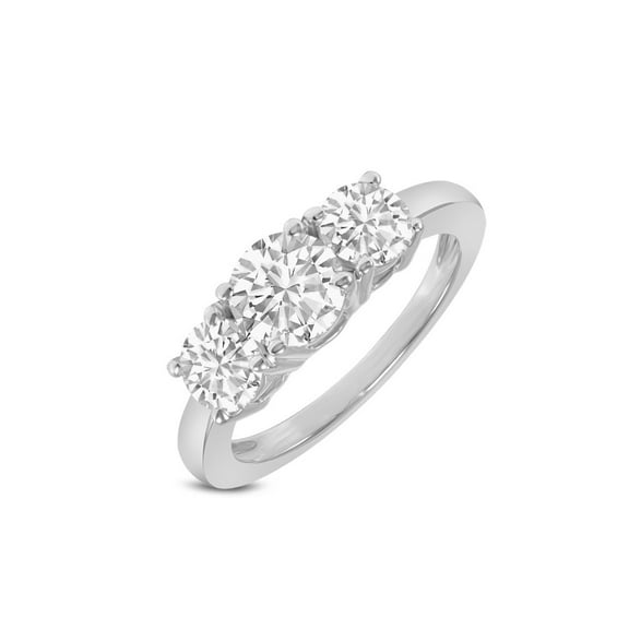 TimeLe$$ Classics Ladies Round Cut Lab Grown Diamond Three Stone Engagement Ring in 14K Gold From 1 - 4 Carat TW (Ring Size: 4.5 - 10 )