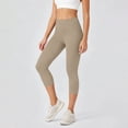 thumbnail image 4 of Wensltd Women's Capri Length Yoga Pants Solid Soft Stretchy High Waist Side Pocket Daily Pants, 4 of 8