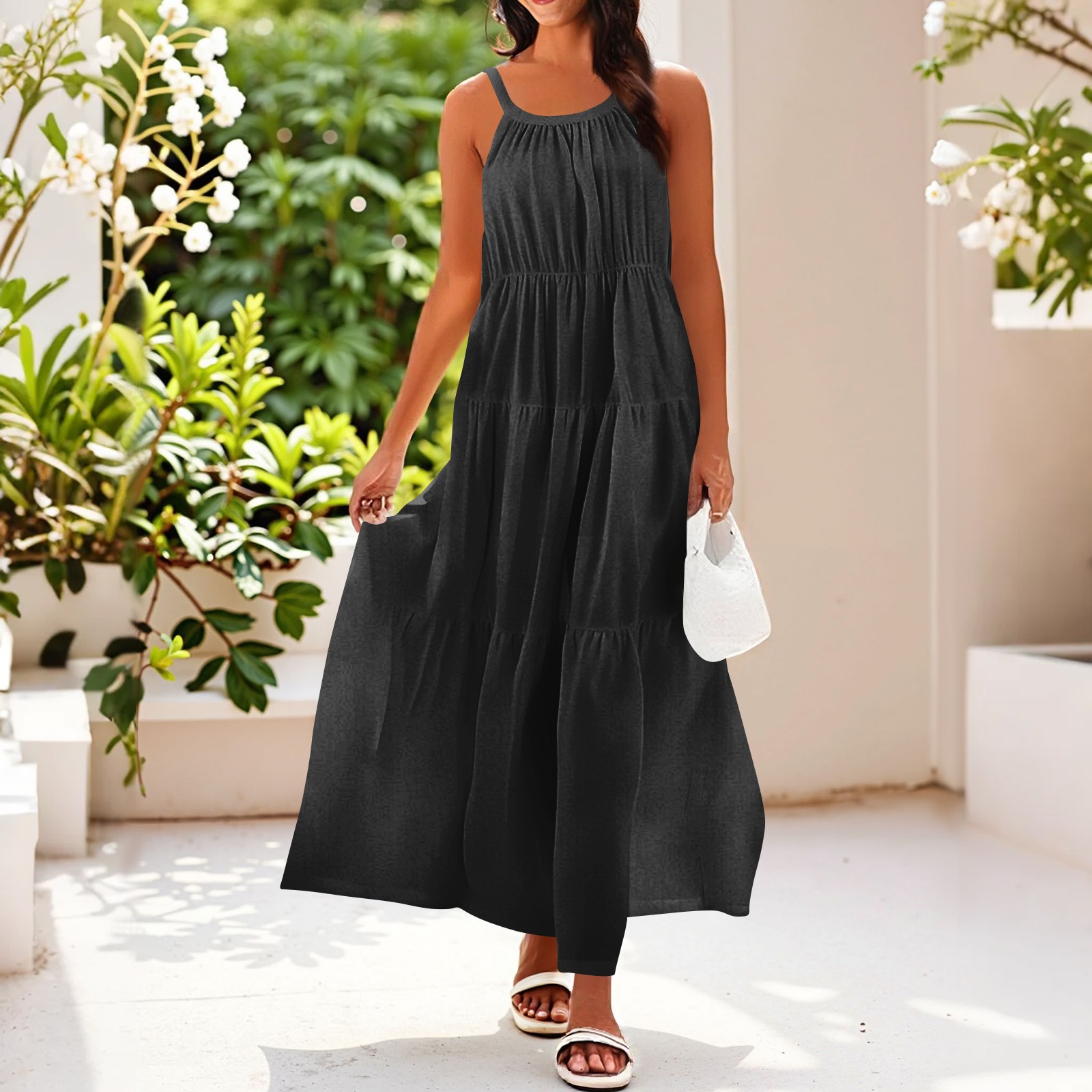 Black Dress Shirt For Men, Halter V Neck Sleeveless Loose Maxi Dress Casual  Elegant Beach Wedding Guest Graduation Cocktail Dress Spring Linen Women  Casual Dresses Cocktail (M, Black) ZMTing - Walmart.com