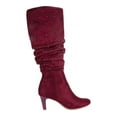 thumbnail image 3 of Rialto Women's Architectural Heel Elastic Goring Ruched Studded Canoe Almond Toe Zip up Boots Red Size 9 M, 3 of 3
