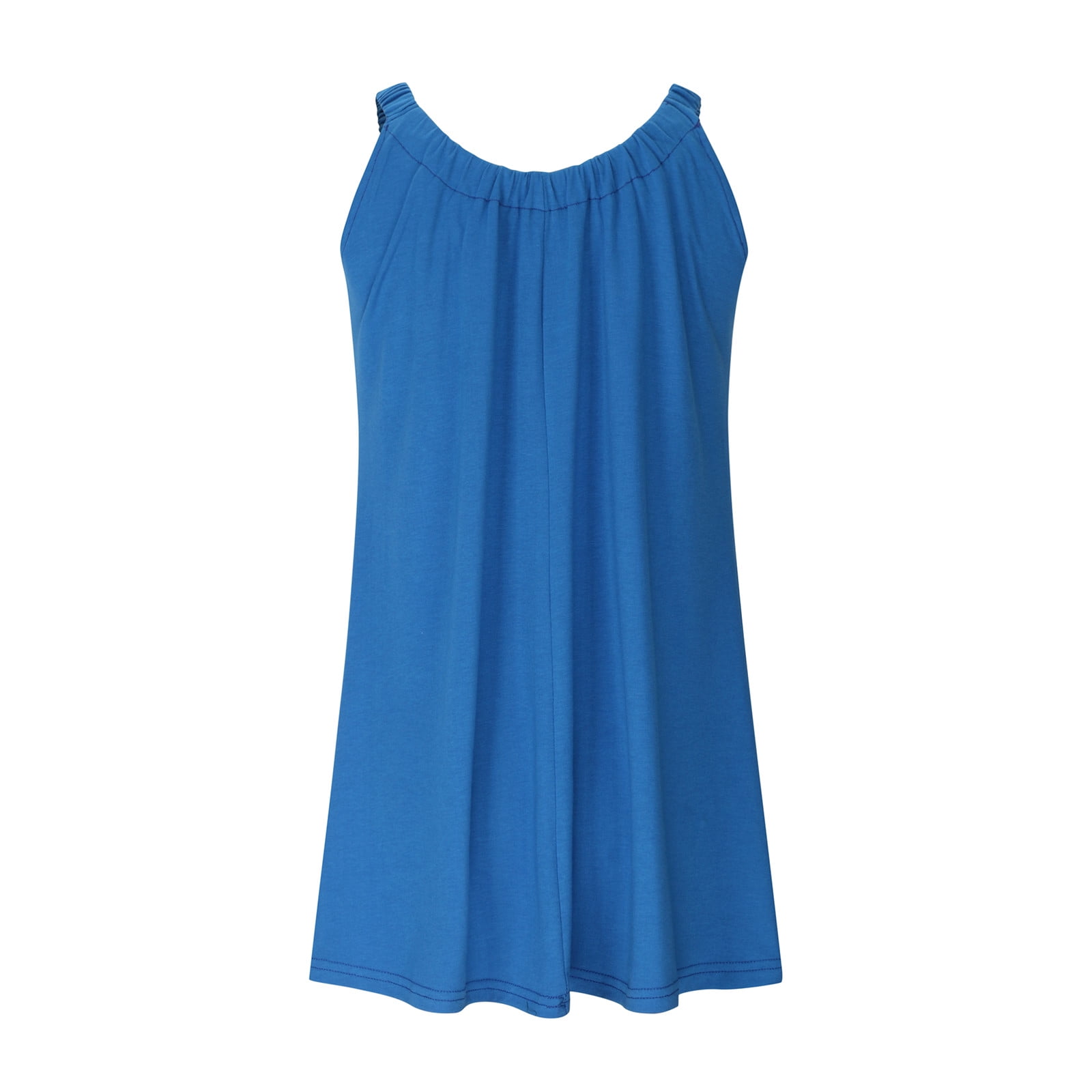 ZVAVZ Hawaiian Summer Dresses for Women 2025 Casual Plain Color Dress Petite Sleeveless Sundress Cute O-Neck