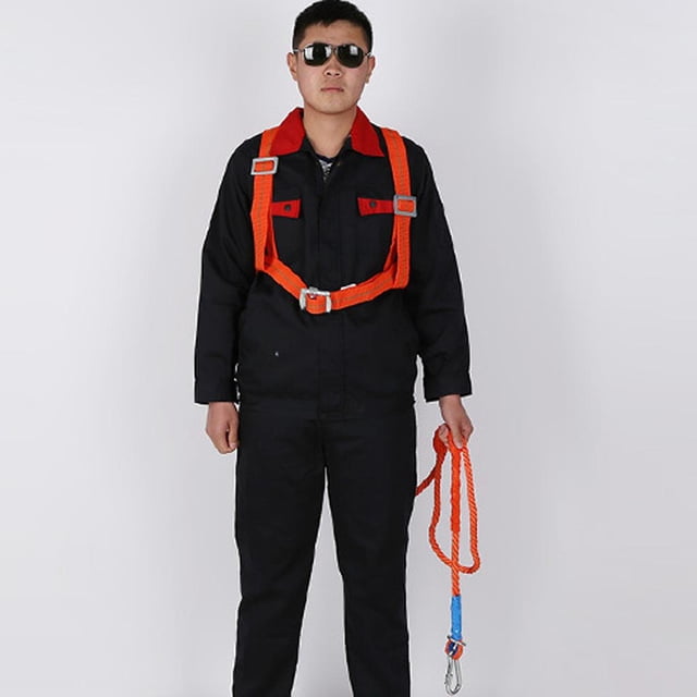 Kit de arnés de seguridad industrial de protección contra caídas con doble pierna, 10 pies, cordón elástico, amortiguador y gancho, personal d