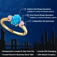 thumbnail image 2 of Gem Stone King 10K Yellow Gold Simulated Blue Opal and Pink Lab Grown Diamond Engagement Ring for Women | 1.56 Cttw | Oval Cabochon 8X6MM | Gemstone October Birthstone | Size 8, 2 of 6