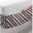 thumbnail image 2 of Stripes Bed Skirt, Vintage Inspired Simplistic Christmas Vibes Diagonal Lines Print, Elastic Bedskirt Dust Ruffle Wrap Around for Bedding Decor, 4 Sizes, Seafoam Dark Pink, by Ambesonne, 2 of 2