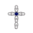 thumbnail image 3 of Women's Cross Necklaces Large Royal Blue White Gold Rhodium Finish CZ Glitz Design, 3 of 3