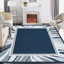 FairOnly Blue 9'x12'Modern Machine Washable Area Rug for Living Room Non Slip Low Pile Floor Cover for Bedroom Kitchen