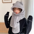 thumbnail image 3 of Ywmsfl Fashion Teenager Cartoon Plush 3in1 Hats Gloves Scarf Suits Women Winter Outdoor Warm Hat Students Windproof Supplies, 3 of 10