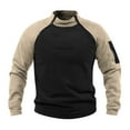 thumbnail image 1 of Blusa y camisa de manga larga con cuello alto para hombre, informal, de retazos, a la moda, de manga larga, con cuello alto y cremallera, para hombre, 1 of 5