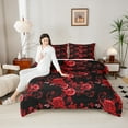 thumbnail image 6 of Manfei Fashion Red Rose Queen Comforter Set for Adult, Flower Floral Bedding Sets, Romantic Anniversary Reversible Bedding Comforter Set, Breathable Home Decor, 3 Pieces, 6 of 9