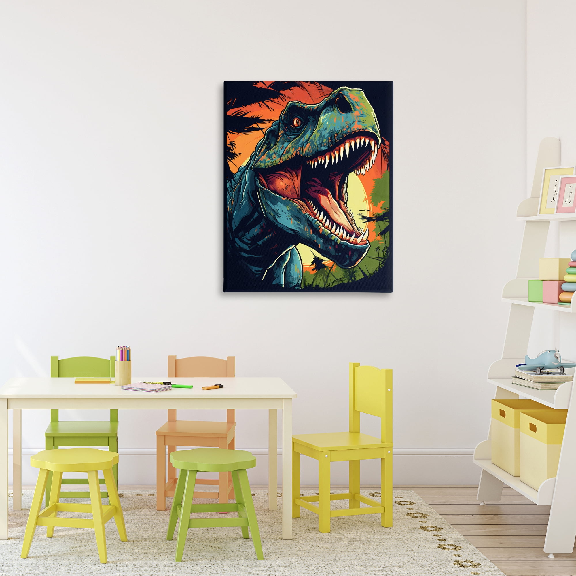 Stupell Industries Dino Roar at Sunset Canvas Wall Art, design by Creative Studio