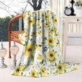 thumbnail image 2 of White Green Leaf Sunflower Pattern Blanket,Comfortable Soft Lamb Wool Throw Blanket,All Season,Warm Lightweight Blankets for Sofa Bed Couch Living Room Chair,40"x50", 2 of 4