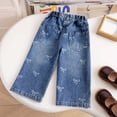thumbnail image 5 of Gubotare Toddler Girls Jeans Girl's Elastic High Waisted Jeans Straight Wide Leg Denim Pants Casual Baggy Jeans 3T 4T (Blue,3-4 Years), 5 of 6