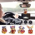 thumbnail image 2 of Adorno de animales de dibujos animados para San Valentín Llavero acrílico con un gato, un perro y un conejo sosteniendo un corazón Accesorio para el espejo retrovisor del coche, 2 of 7