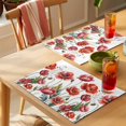 thumbnail image 4 of Red Flowers Placemats Set of 12 Watercolor Botanical Floral Herbs Leaves Place Mats Indoor Wipeable Table Mats Washable Cloth Dining Table Placemats for Kitchen Holiday Party Home Decor 13x19 Inch, 4 of 9
