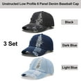 thumbnail image 3 of YooGuoGuo 3 Pack Baseball Cap Vintage Distressed Ripped Denim Low Profile Unstructured Cotton Dad Hat Adjustable for Women Men (Black, Dark Blue, Light Blue), 3 of 6