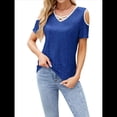thumbnail image 1 of Camisas Brillantes para Mujer, Blusas de Fiesta con Hombros Descubiertos y Cuello en V, Atuendos para Discotecas de Noche Azul S, 1 of 10