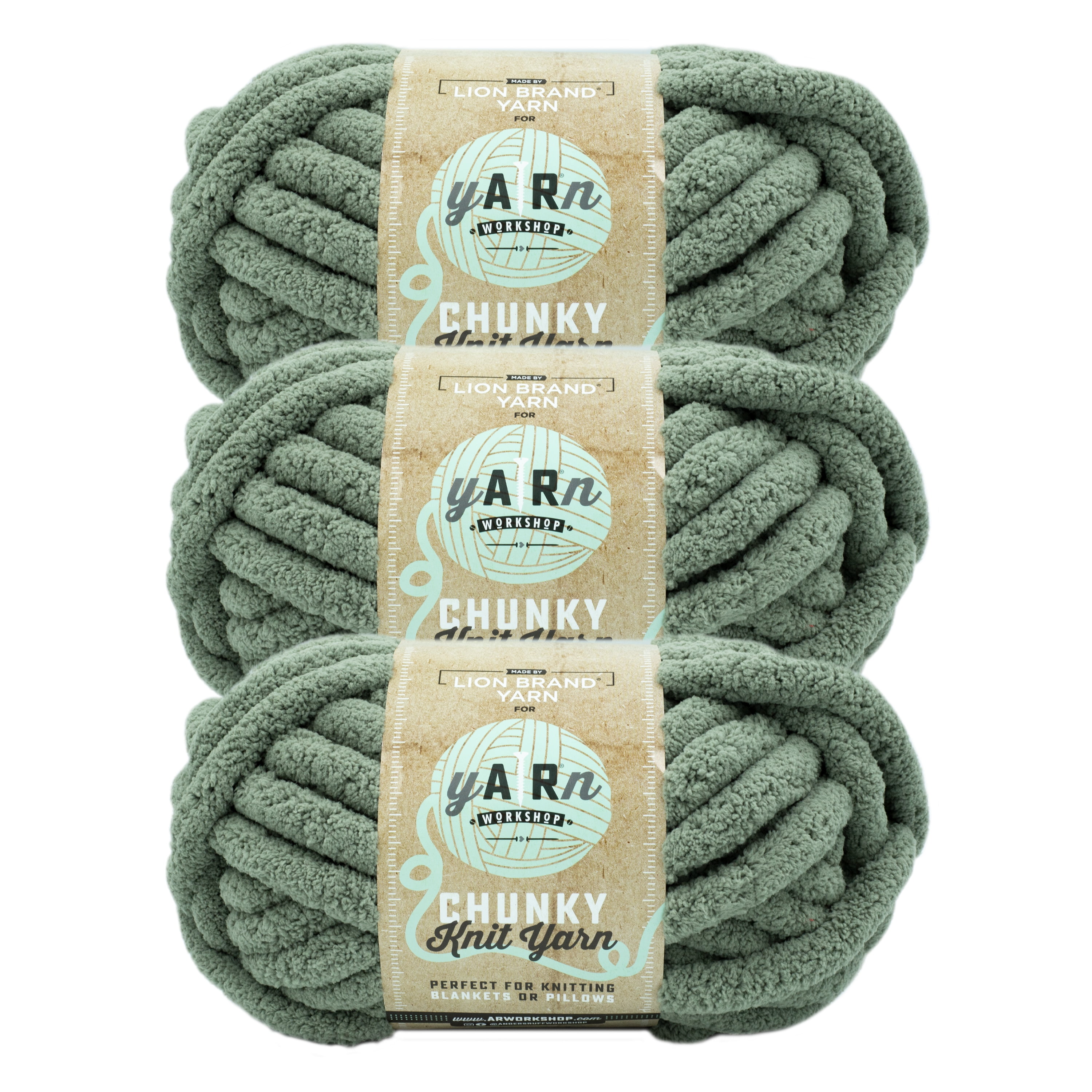 Lion Brand Yarn AR Chunky Knit Artichoke Chenille Jumbo