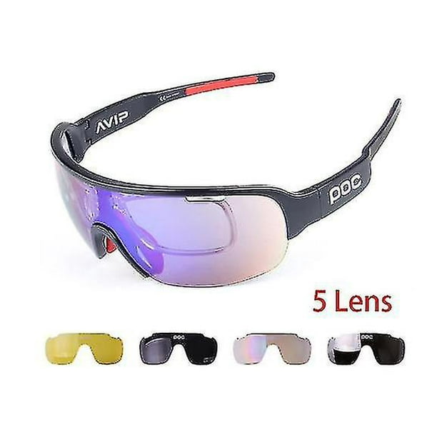 Subolong Poc 5 Lens Polarized Cycling Sunglasses Glasses Men's Women's Cycling Goggles Uv400