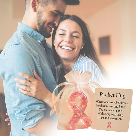 Plertrvy / Ruban de Poche pour Sensibilisation au Cancer du Sein avec Carte d'Encouragement Inspiration pour Femmes Cancer du Sein / Carte de Vœux de Poche (Version Acrylique Plate)