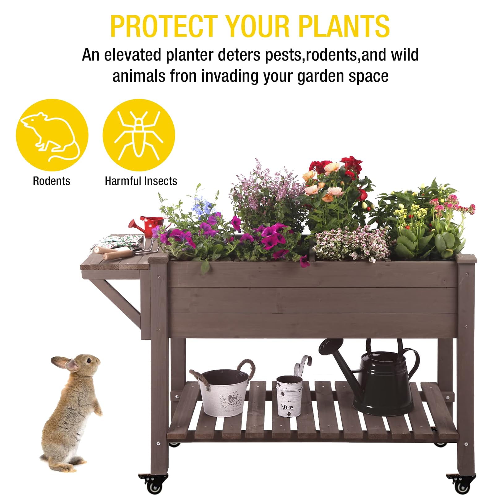 Aivituvin Raised Garden Bed Elevated Wood Planter Box Stand Outdoor Garden Kit