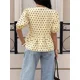 thumbnail image 5 of Blusa De Mujer Con Lunares Café En Albaricoque, Mangas Abullonadas Y Lazo, 5 of 12