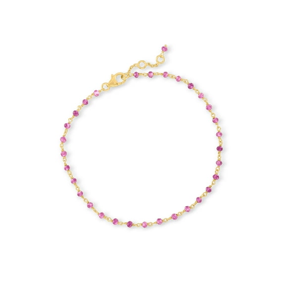 Ross-Simons 5.50 ct. t.w. Pink Tourmaline Bead Anklet in 18kt Gold Over Sterling, Women's, Adult