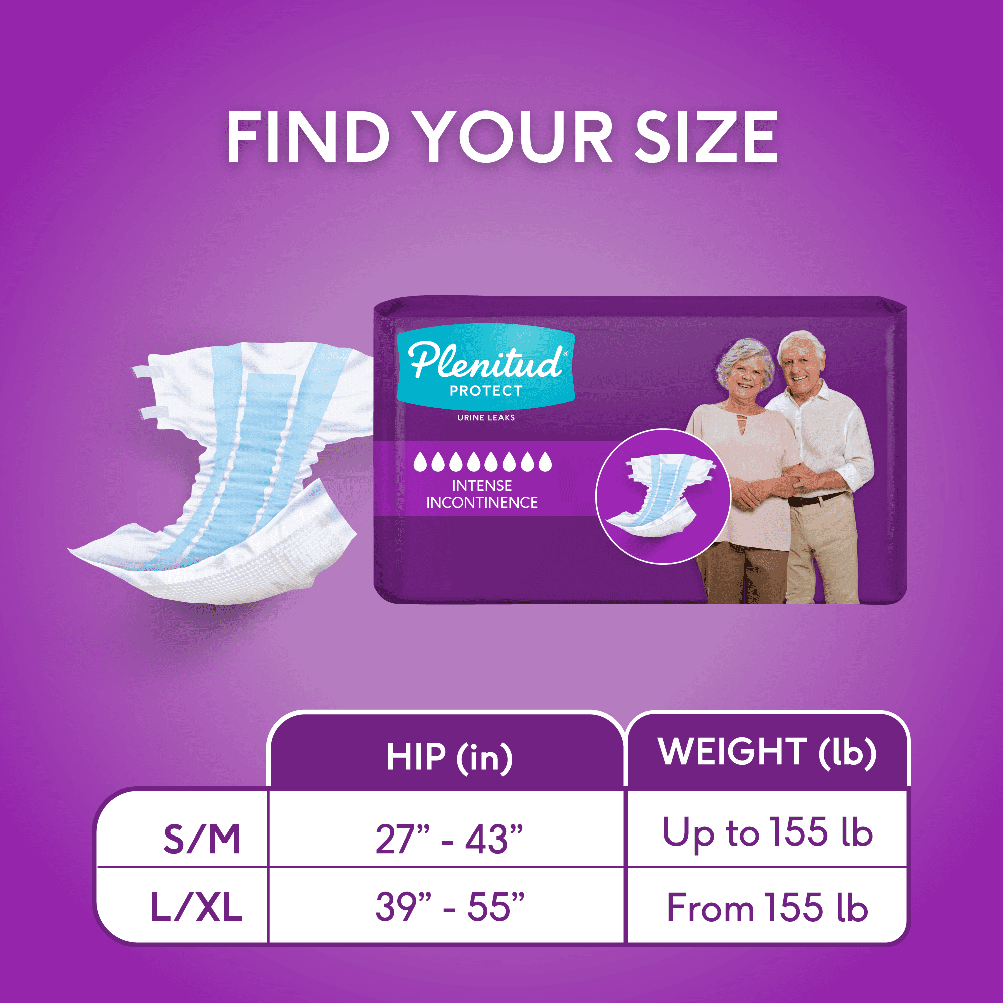 Plenitud Protect Unisex Incontinence Adult Diapers with Odor Control, Large / X Large, 20 Count