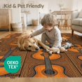 thumbnail image 4 of ODIKA 9'x12' Washable Area Rug Retro Repeating Music Note Vintage Notes Acoustic Guitar Print Refined for Master Suite, California King, Under Bed, Non-Shedding, Easy Care, 4 of 7