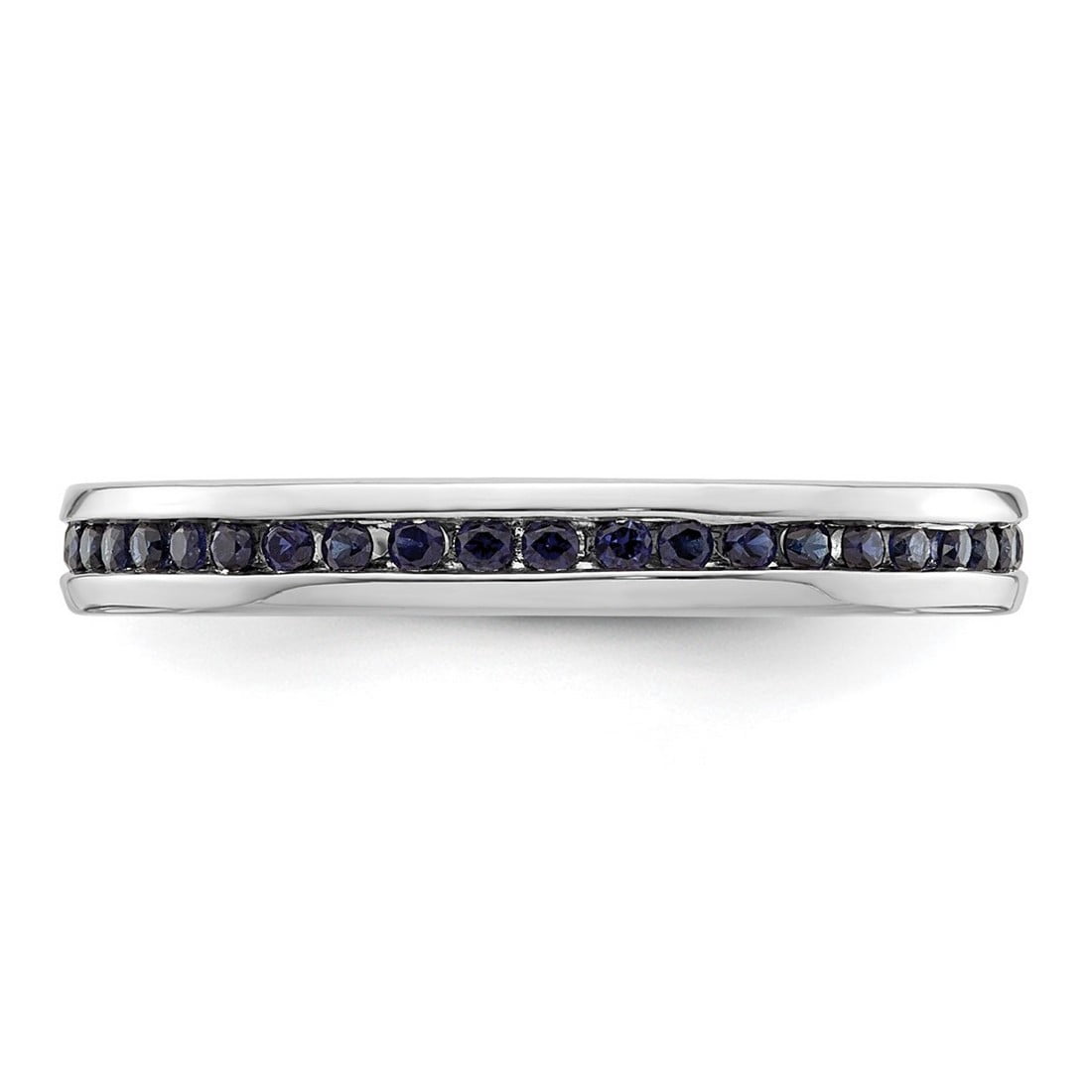 2.5mm 925 Sterling Silver Channel set Stackable Polished Created Sapphire Ring Size 10 Stackable Ring for Women
