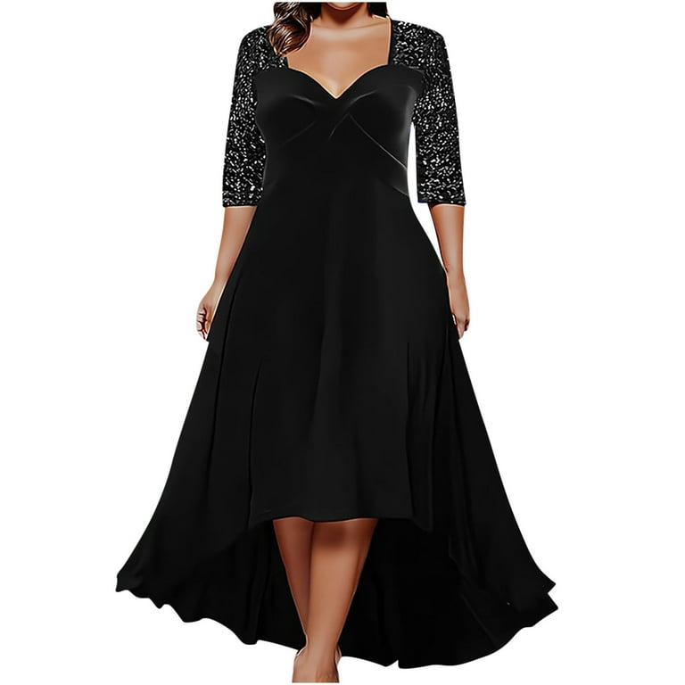 open lace back dress Party dress with sequins and V-neck for women main image 1