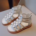 thumbnail image 2 of LUOGENLI Slippers Girls Slippers Size 5 Big Kids 2023 Summer New Girls Solid Color Fashion Retro Open Toe Zipper Sandals Girls Slippers Size 12-13 Girls Slippers Size 3 Cat White 27, 2 of 9