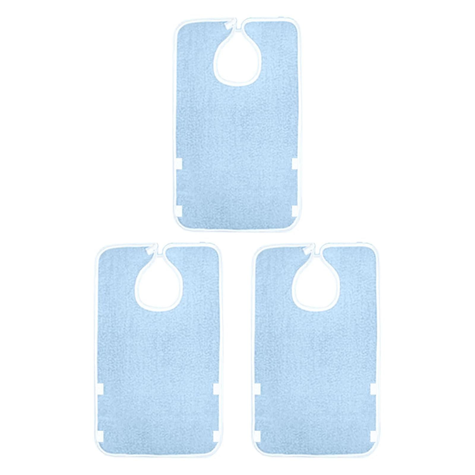 Wswqop 3 Pieces Adult Bibs for Eating Machine Washable Comfortable Creative Large Adult blue waterproof