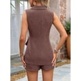 thumbnail image 5 of Summer Sets for Women Vacation Outfits Short Set Button Down Business Casual Dressy 2 Piece Clothes 2025 Coffee Color XL, 5 of 9