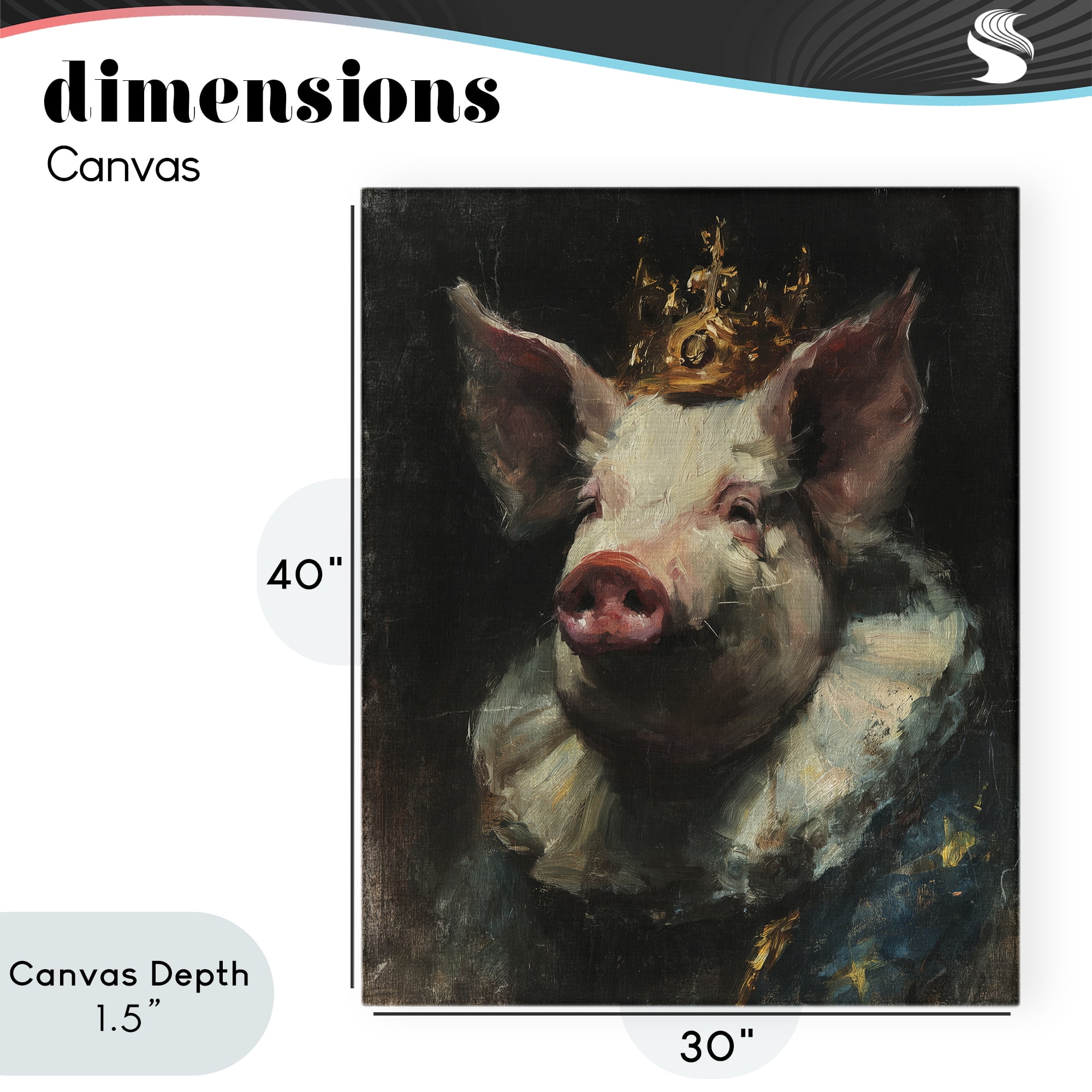 Stupell Industries Crowned Imperial Pig Canvas Wall Art, design by Svetlana Aleynikova