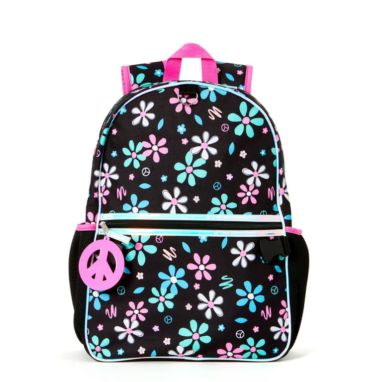 Schoolyard Vibes Daisy Floral Girls 16 3 Piece Headphone with Lunch  Backpack Set, Black