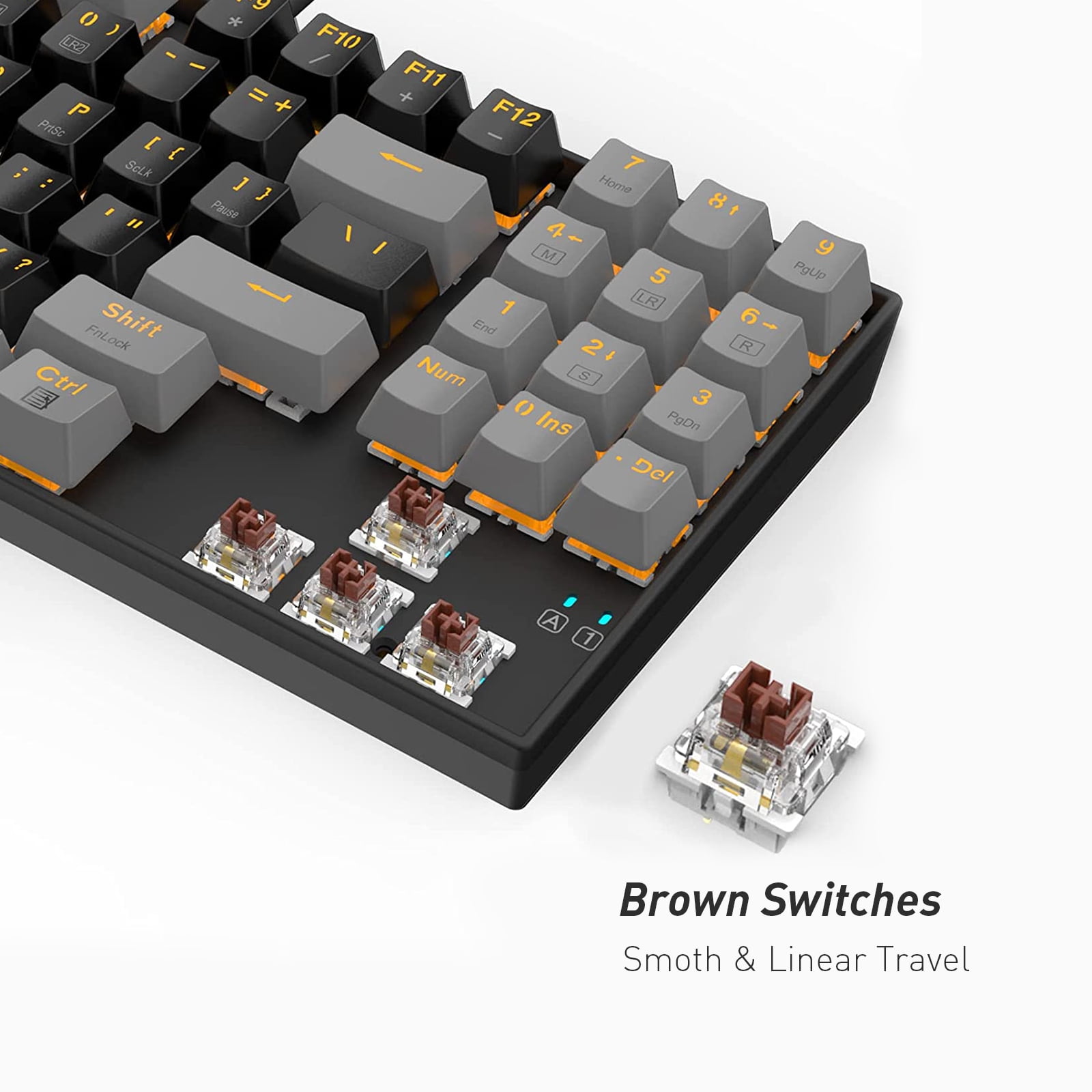 Mechanical Keyboard, E-YOOSO Wired Compact LED Backlit Computer Keyboard with Number Pad, 89 Keys Mechanical Gaming Keyboard with Brown Switch for Windows/Mac, Laptop/PC