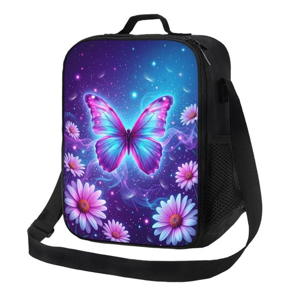 Butterfly Insulated Lunch Bag For Women Boho Ethnic Reusable Lunch Tote Therma Cooler Bag With Shoulder Strap Lunch Box For Work Office Picnic Meal Prep Bag