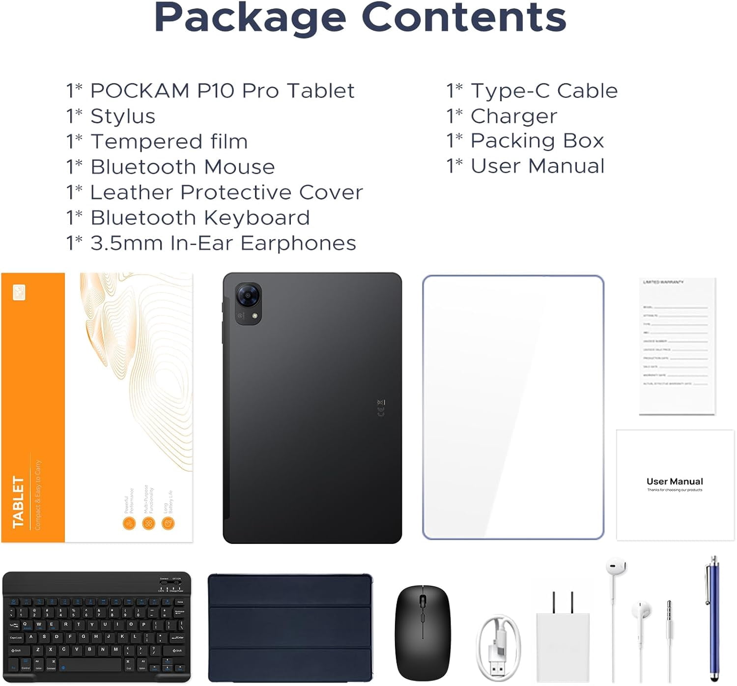 POCKAM P10PRO 10.1 Inch Tablet, Android 16 Tablets with 120Hz Display, 48GB+128GB/2TB, T7250 Octa-Core, 8800mAh, Widevine L1, Gemini AI, 13MP+5MP, 3.5mm Headphone, Tablet with keyboard, Pen
