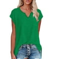 thumbnail image 3 of Green Womens Blouses Women's Cap Sleeve Shirts Casual Summer V Neck Tunic Tops Loose T Shirts Side Slit S 3XL Summer Tops, 3 of 6