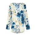 thumbnail image 4 of Xyxonk Womens Plus Size Tops Fall Casual Sexy Tees Shirt Crew Neck Long Sleeve Floral Graphic T-Shirt 4x-5x Tunic Tops Blue XL, 4 of 5