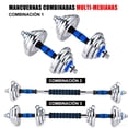 thumbnail image 4 of Kit mancuernas 3 en 1 Multiuso con varilla de conexión Set pesas y Mancuernas pesas con barra de discos Ajustables a 20 Kg para entrenamiento de ejercicio en el gimnasio en casa, 4 of 5