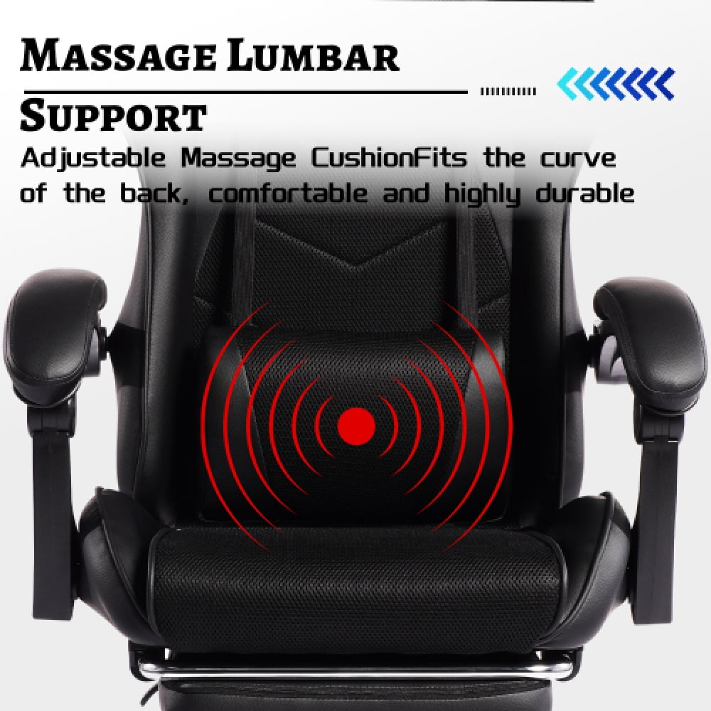 DEEPfurniture E-sports Gaming Chair Sports Car Driving Seat PU Material Moulded Sponge Comfortable and Safe With Massage Black