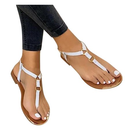 

Aayomet Women s Sandals Summer Womens Flip-Flops Open Toe Casual Shoes Comfortable Roman Sandals White 9.5