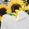 thumbnail image 3 of Wolf Throw Blanket 40"X50", Rustic Sunflower Fleece Blanket Teens Bedroom, Safari Animal Sherpa Blanket Tribal Wildlife Yellow Floral Plush Bed Blanket, 3 of 7