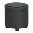 thumbnail image 5 of Designs4Comfort Round Accent Storage Ottoman with Reversible Tray Lid, Dark Charcoal Gray Fabric, 5 of 7