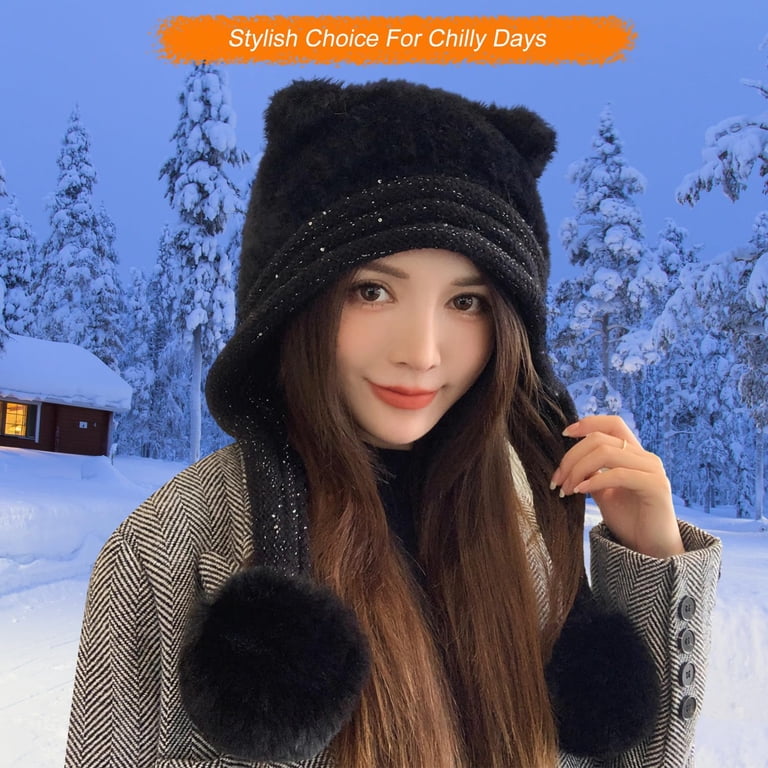 Holzlrgus Women Winter Sherpa Beanie Hats Knit Ear Flaps  display picture 2